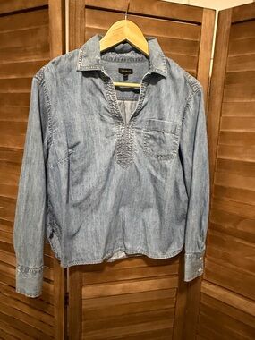 Talbots Light Blue Chambray Pullover Blouse